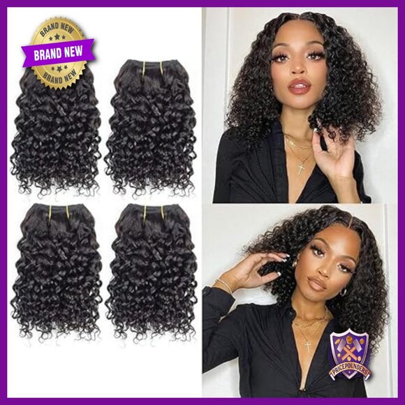 Short Curly Human Hair Extensions, 4-Pack Brazilian Style, 8 Inch main image 6